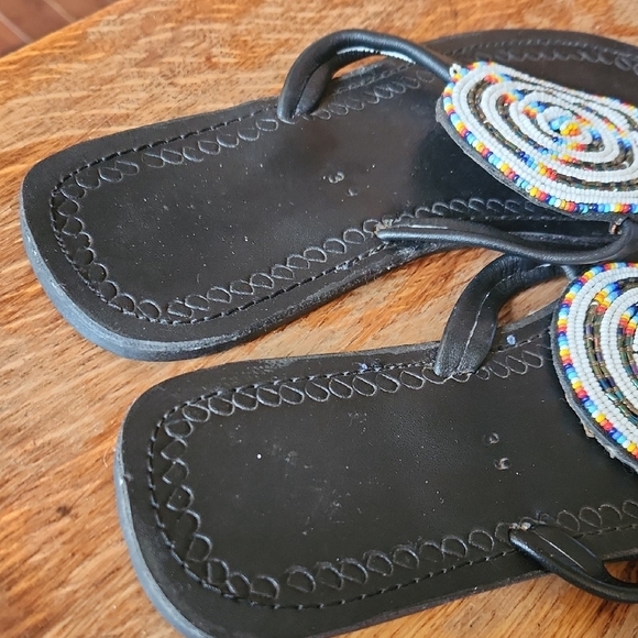 Black Beaded Sandals - Picture 9 of 11